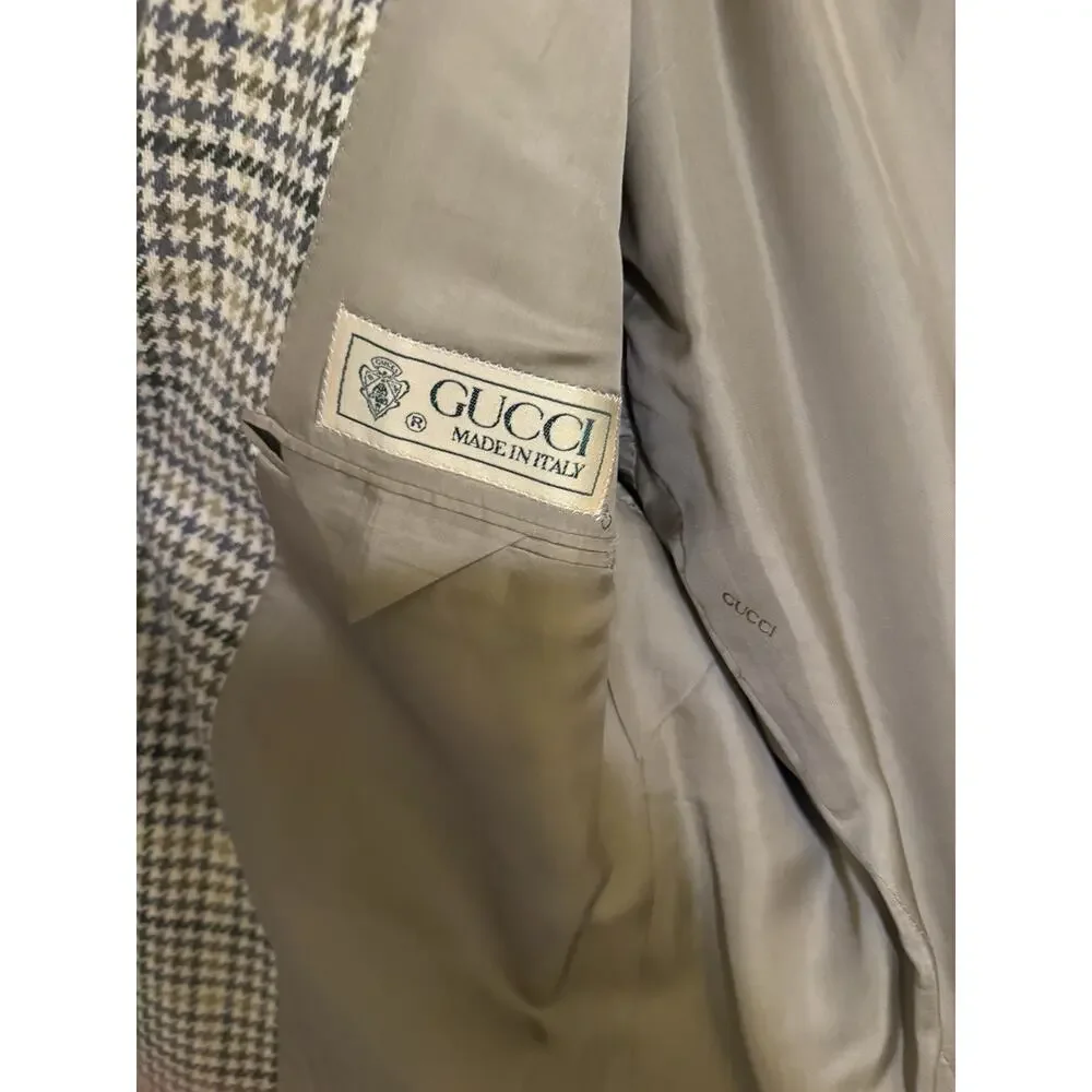 Vintage Gucci Wool & Cashmere Houndstooth Sport Coat - Made in Italy / Blazer